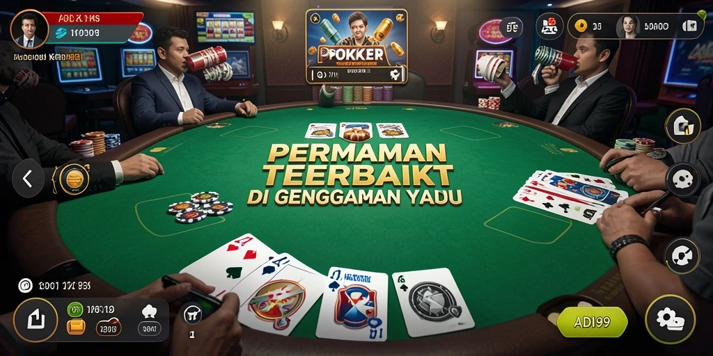 Tampilan gameplay seru dalam permainan Poker ADI99.