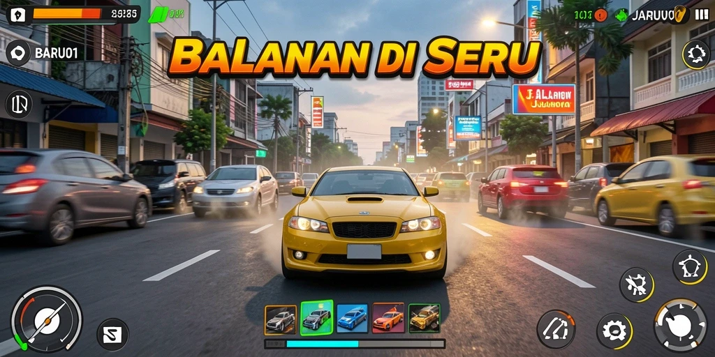 Gameplay seru dari BARU01 dengan mobil balap yang menarik.