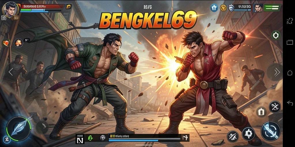Tampilan aksi seru dalam gameplay BENGKEL69 yang menegangkan.