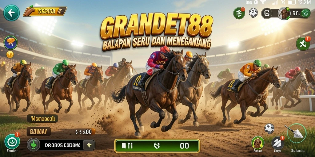 Tampilan seru gameplay GRANDBET88 dengan balapan menguji kecepatan.