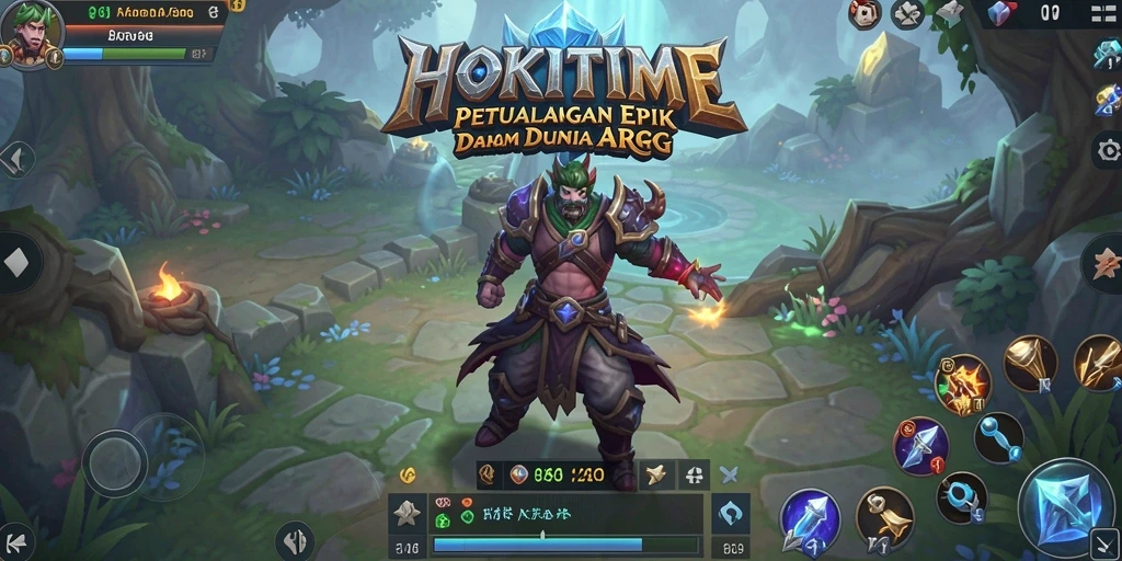Menggambarkan momen seru dalam pertempuran ARPG HOKITIME.