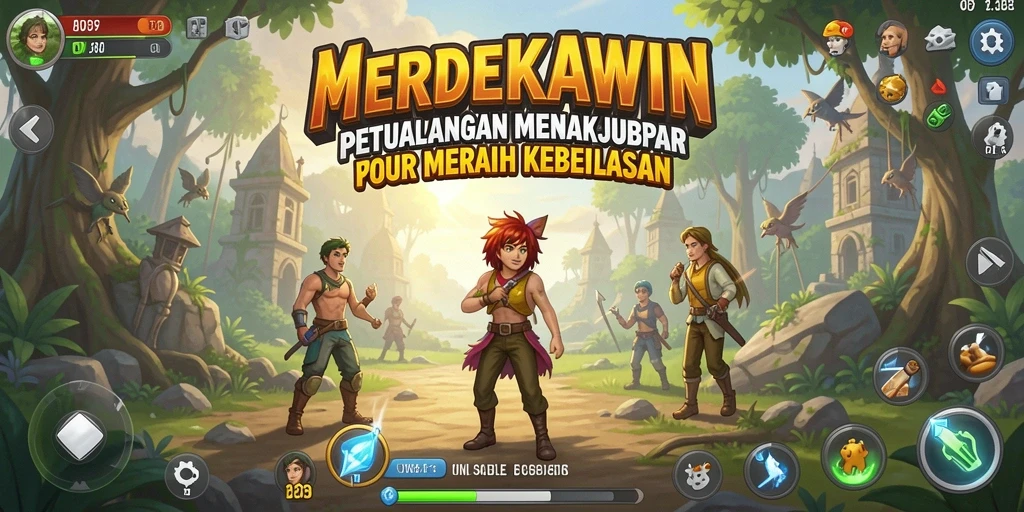Screenshot dari gameplay seru di MERDEKAWIN yang menampilkan aksi petualangan.