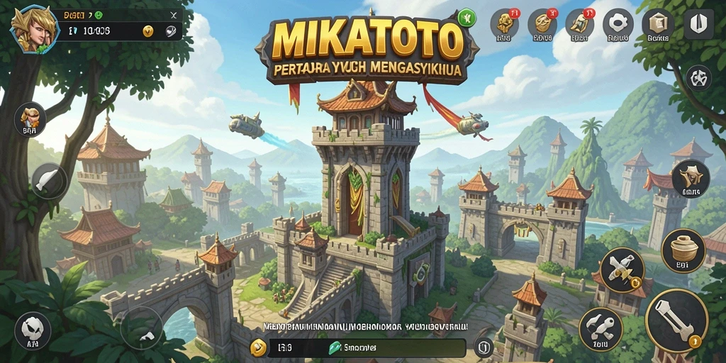 Tampilan menara strategi dalam gameplay MIKATOTO yang seru.