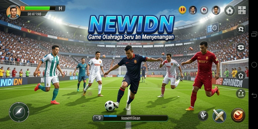 Screenshot gameplay NEWIDN menampilkan aksi olahraga yang seru dan mendebarkan.