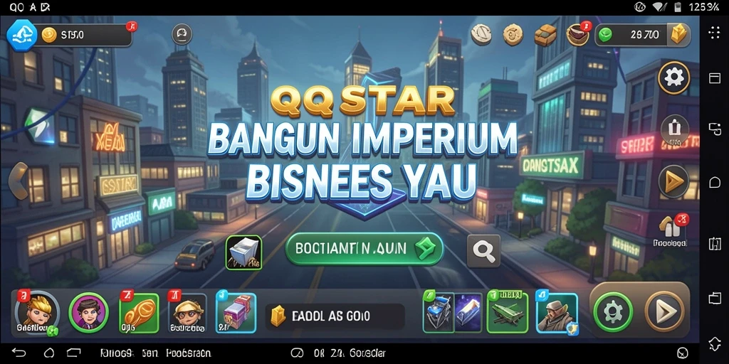 Screenshot gameplay QQSTAR menunjukkan aktivitas membangun bisnis yang dinamis.
